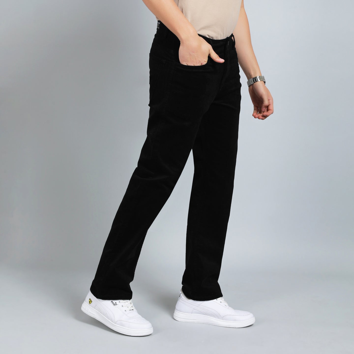OYSTER BLACK CORDUROY PANTS 4770-4